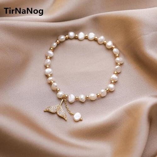 2021 Elegant Baroque Pearls Bracelet Natural Woman Luxury Fish Pendant Bracelet Fashion Girl Sweet Jewelry