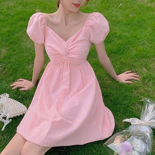 Elegant Sweet Maxi Dress Women Summer 2021 Puff Sleeve O-neck Lace A-line Party Party Evening Linen Robe Femme Sundress Vestidos