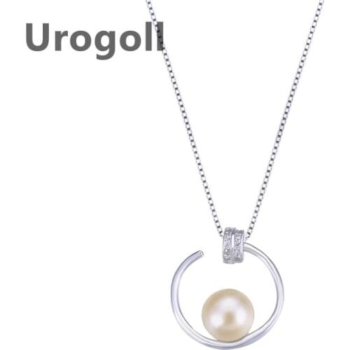 Fashion Women Pure 925 Sterling Silver Necklace Freshwater Pearl Pendant Zircon Clavicle Necklace Birthday Gift For Girl