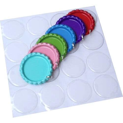 1000 pcs Colored with Hole and Ring Metal Flat Bottle caps diy &1000 pcs 1'' Round Clear Epoxy Stickers For Crafts Bows Jewelry