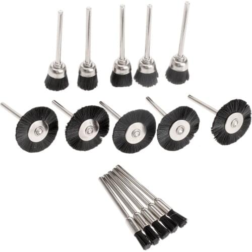 15Pcs Dremel Accessories Steel Wire Wheel Brushes Polishing Buffing Wheel Grinding Deburring Brushes Set for Metal Mini Drill