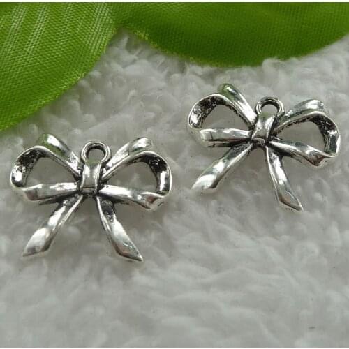 152 pieces antique silver bowknot charms 22x18mm #1186
