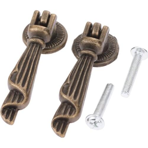 2Pcs 19x60mm Antique Furniture Handle for Wood Box Vintage Cabinet Knobs and Handles Kitchen Drawer Wardrobe Cupboard Pull Knobs