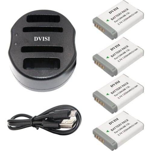 4pcs NB-13L NB 13L NB13L Battery with USB Dual Charger for Canon PowerShot G5 X G5X G7 X G7X G9 X G9X. Digital Camera Battery
