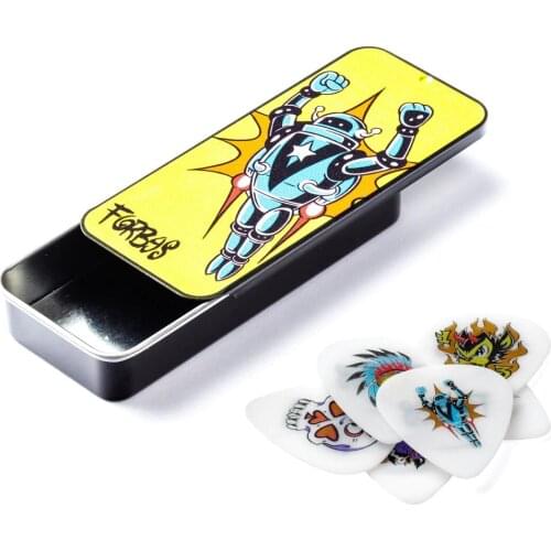 6PCS 0.73mm Celluloid Dunlop Guitar picks Skull Picks with Metal Box