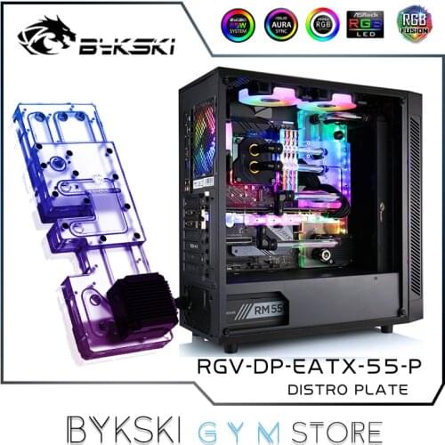 Bykski Distro Plate For DEEP COOL MATREXX 55 Case, 360 Radiator Water Cooling Loop Solution, 12V/5V RGB SYNC, RGV-DP-EATX-55-P