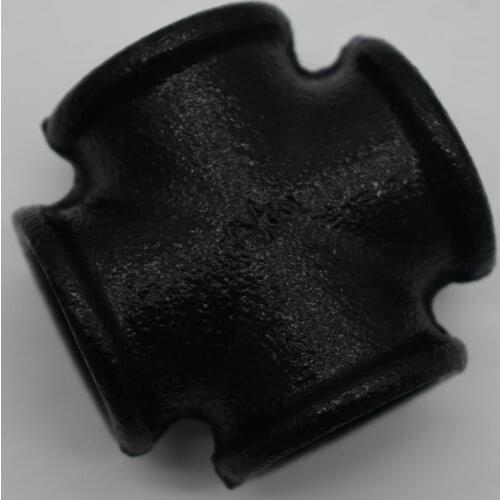 Black Pipe Threaded Cross Plumbing Malleable Pipes Fittings Wrought Iron 4 Way Connector