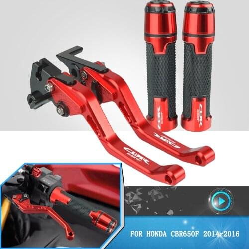 For Honda CBR650F CBR 650 F 650F 2014 2015 2016 Motorcycle CNC Folding Adjustable Brake Clutch Levers+Grips Accessories WithLogo