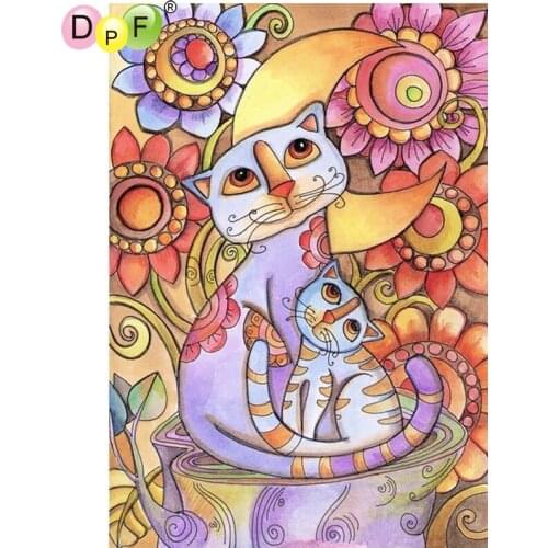 DPF diamond embroidery colorful cat diamond painting cross stitch diamond mosaic full square rhinestone home decoration