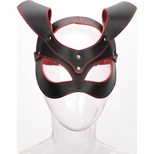Fetish PU Head Mask Costume Halloween Bondage Adult Games Sex Toys BDSM Hood Cosplay Eye Mask Role Play Headgear