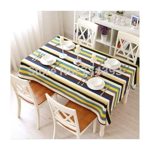 Cotton colorful striped fabric table cloth rectangle square tablecloth different sizes can be customized