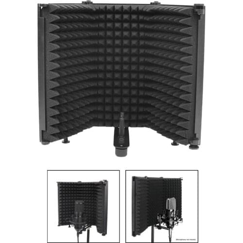 Microphone Isolation Shield Foldable Portable Absorbing Vocal Recording Foam Panel for Condenser Microphone Recording