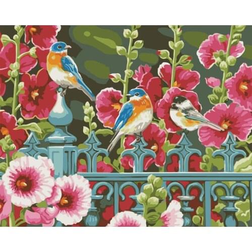 GATYZTORY Frame Birds and Flowers DIY Painting By Numbers Landscape Kit Paint By Numbers Acrylic Home Wall Art Picture