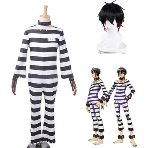 Anime Detentionhouse Nanbaka Jyugo Cosplay Costumes Number 15 Prison Uniform Wig Set Synthetic Hair Hollaween Carnival Party