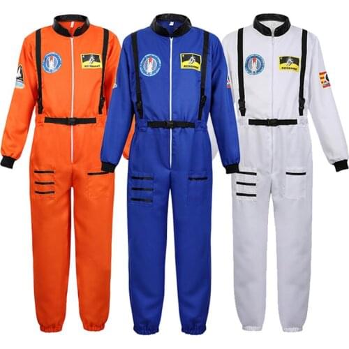 Astronaut Costume Adult Space Suit for Men Role Play Cosplay Costumes Spaceman Flight Jumpsuit Plus Size Uniform