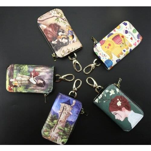 2021 Hot Fashion Women Housekeeper Key Holder Leather Mens Car Keys Wallets Cartoon Keys Pouch Case Cute Ladies Key Ring Bag