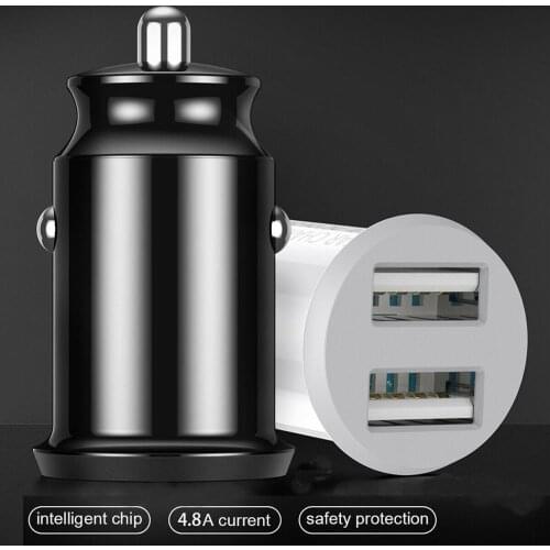 Mini Dual USB Port Car Smart Charger Adapter 4.8A Quick Charging For Android iOS