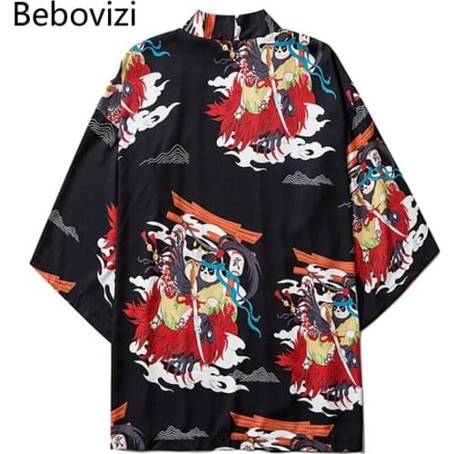 Bebovizi Fashion Japanese Style Anime Samurai Kimono Streetwear Yukata Women Cardigan Harajuku Robe 2020 Men Japan Clothing