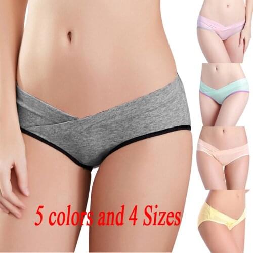 Fashion Cozy Cotton Maternity Double Low Waist Adjusted Triangular Cross Underwear Lingerie For Pregnant Women
