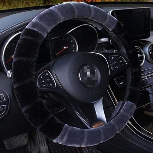 CHIZIYO Premium Soft Short Fur Car Steering Wheel Cover High-density Warm Plush Steering Wheel Protector Cover 38cm