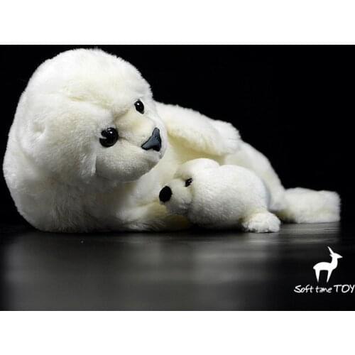 Soft toys Greenland Seal Mother and Child Doll Real life plush white seals dolls birthday gifts