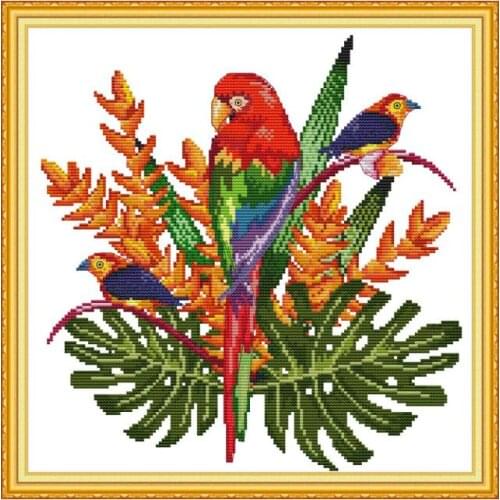 Parrot 4 cross stitch kit aida 14ct 11ct count print canvas cross stitches needlework embroidery DIY handmade