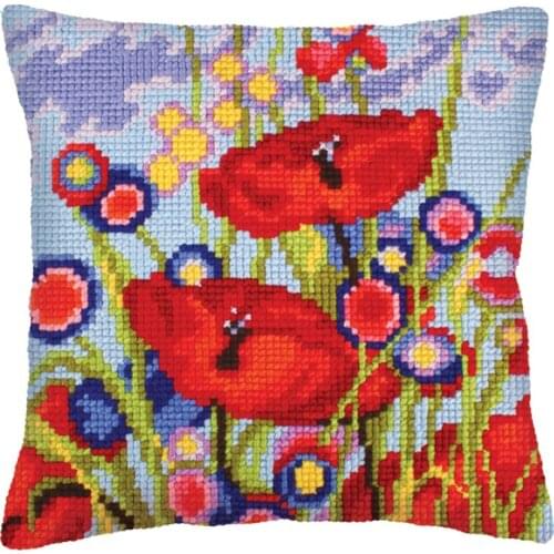 Latch Hook Cushion Kits ball Pillows Wedding Red Flower Home Decoration Pillow Case Kits for Embroidery Unfinished Latch Hook