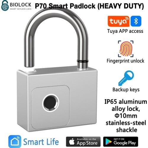2021 new graffiti smart APP Bluetooth fingerprint padlock with spare mechanical key medium large padlock