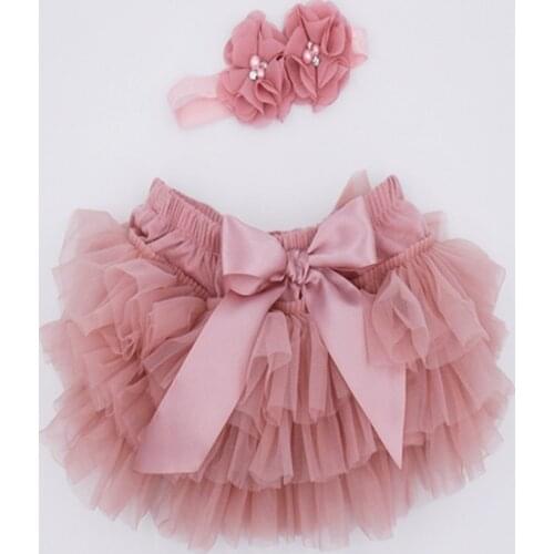 Baby Girls Tulle Tutu Bloomers Infant Newborn Diapers Cover 2pcs Short Skirts+Headband Set Girls Skirts Rainbow Baby Skirt