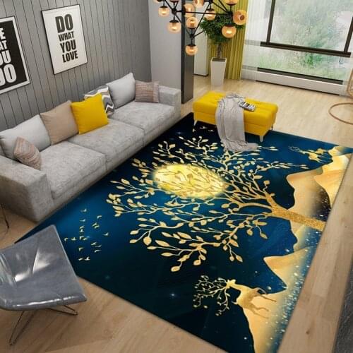 Luxury Gold Deer Living Room Carpet Diamond Velvet Kitchen Bedroom Rug Kids Room Entrance Doormat Anti-slip Hallway Corridor Mat