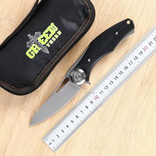 GREEN THORN Dark ball bearing tactical folding knife D2 blade titanium+G10 handle camp hunting outdoor survival knives EDC tools