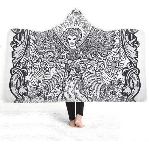 Skull Hooded Blanket Super Soft Retro Butterfly Rose Blanket Black and White Skeleton Sherpa Fleece Blanket