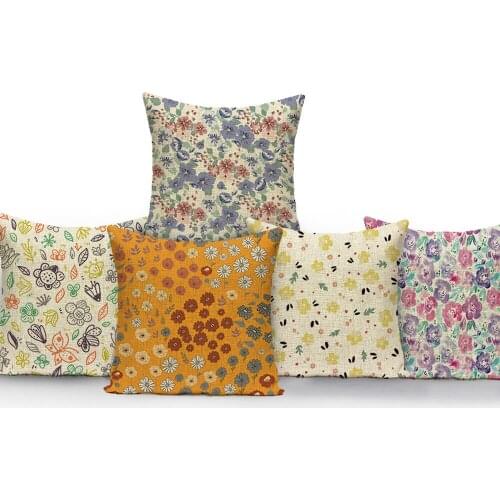 Tropical Plants Pillow Covers Floral Abstract Cushion Case Vintage Flowers 45*45Cm Pillows Case Plant Cushions Cover Funda Cojin