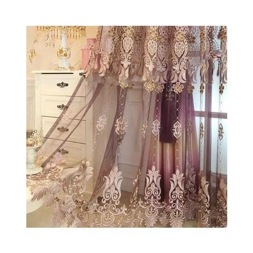 High-grade embossed embroidery curtain luxurious living room balcony window curtain curtain product customization
