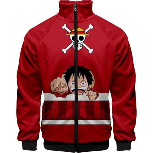 Japanese Anime ONE PIECE Print Q Version 3D Stand Collar Hoodie Men Women Zipper Hoodies Jackets Long Sleeve Casual Sweatshirts