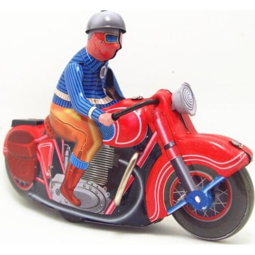 [Funny] Classic collection Retro Clockwork motorbike toy Wind up Metal Tin Gear Ride the motorcycle Mechanical toy kids gift