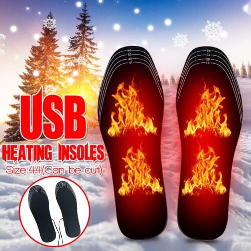 1Pair USB Heated Shoe Insoles Electric Foot Warming Pad Feet Warmer Sock Pad Mat 2020 Winter Cuttable Heating Insoles Warm Pads