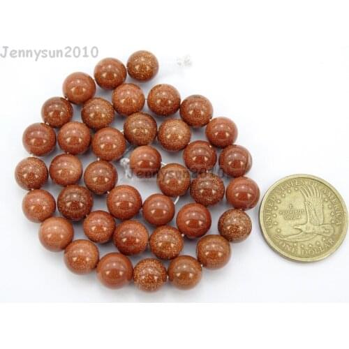 10mm Natural Gold Sand Gems stone Round Spacer Loose Beads 15'' Jewelry Design 10 Strands/Pack