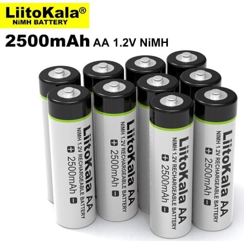 10PCS Liitokala 1.2V AA 2500mAh Ni-MH Rechargeable battery for Temperature gun remote control mouse toy Electric fan batteries