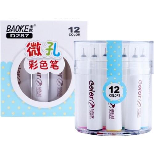 12 Boxes of Baoke D287 Micro-hole Colored Pens 12-color Sketch Pen Drawing Hook Line Pen Color Pen Drawing Pen