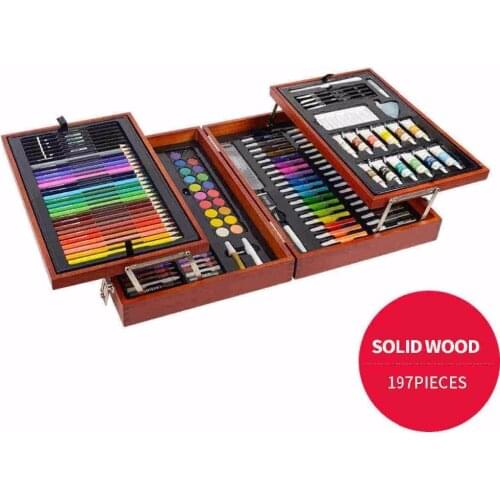 197 Piecs for Sketching and Drawing with Wood Case Color Pen Crayons Art Painting Set for Kids Children Drawing Tools