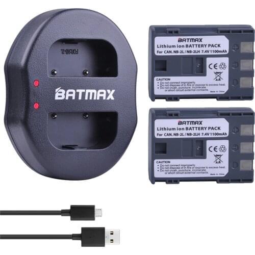 2Pcs NB-2L NB 2L NB2L NB-2LH BP-2L5 1100mAh Rechargeable Li-ion Battery & Dual USB Charger for Canon 350D 400D G7 G9 S30 S40 z1