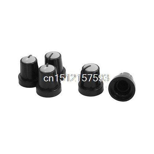 5PCS Volume Control Potentiometer Cap Knobs 6mm Hole 10mm Top Gray Black