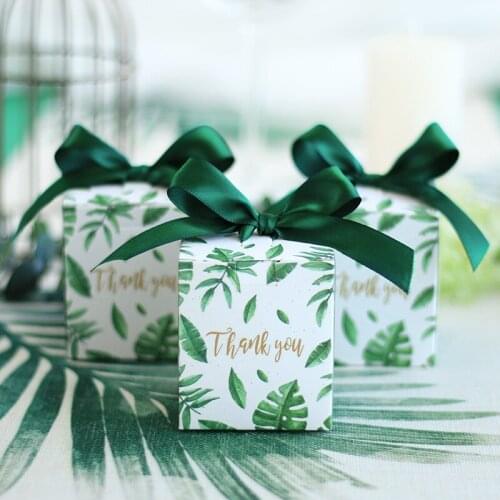 50/100pcs European creative fresh green square box Mori wedding gift bag candy chocolate box wedding party gift box