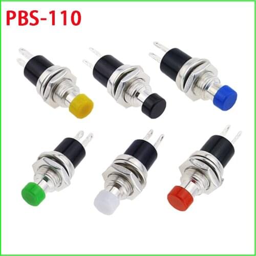 10Pcs 7mm Thread Multicolor 2 Pins Momentary Push Button Switch