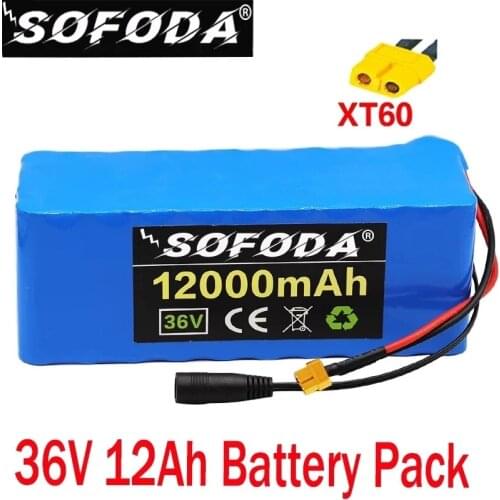 36V 10S4P 12Ah Battery Pack 1000W High Power Battery 12000mAh Ebike Electric Bicycle with BMS XT60 Plug