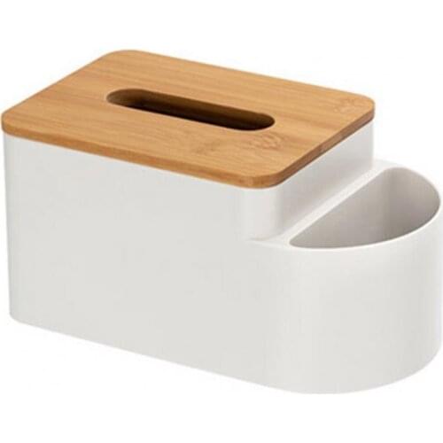 Bamboo Home Desktop Tissue Draw Paper Storage Box Organizer with Compartment