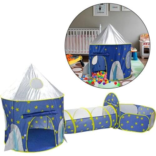 3 In 1 Spaceship Childrens Tent Portable Wigwam Dry Pool Childrens Room Ball Box Rocket Ship Tent For Kids Playtent Toys