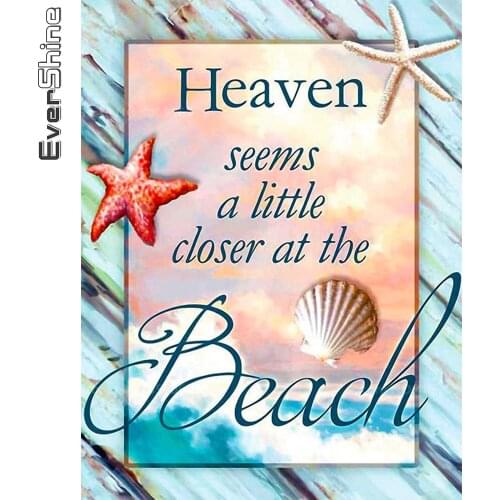 Evershine Diamond Painting Text New Arrival Diamond Embroidery Shell Landscape Cross Stitch Mosaic 5D DIY Decor For Home