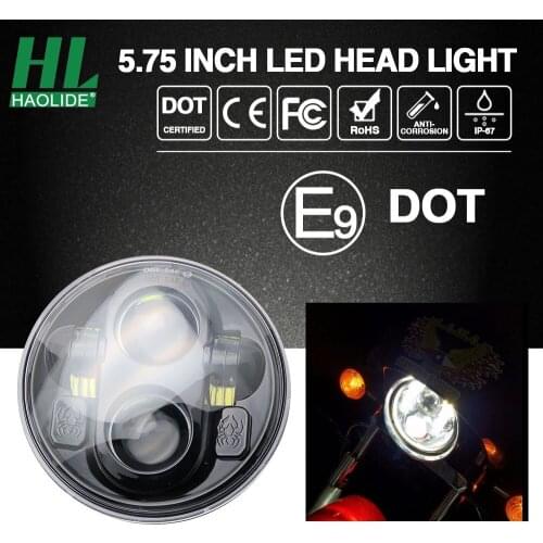 HAOLIDE Motorcycle 5-3/4" 5.75" LED Headlight DRL Compatible Motor Bike Car Light 1pcs Round Headlamps Hi-Lo Beam